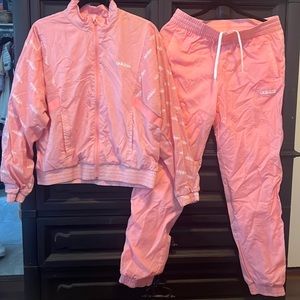 Adidas pink tracksuit jacket and pants